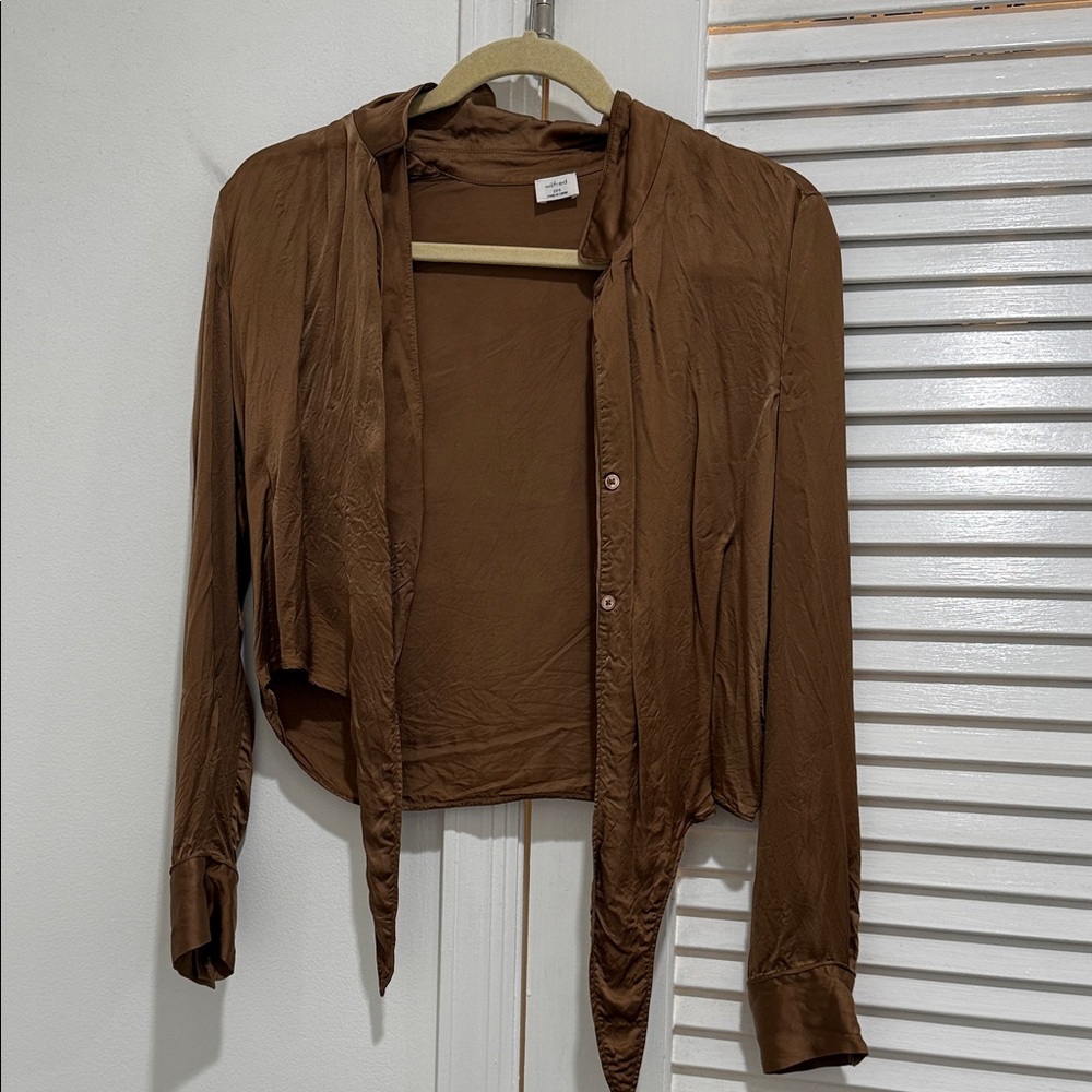 Wilfred tie front satin Brown Blouse
